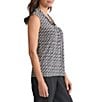 Kasper Sleeveless Knot Front Sleeveless Printed Jersey Knit Blouse, Color:Black/Vanilla Ice - Image 3