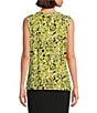 Kasper Sleeveless Pleated Keyhole Neck Top, Color:Kiwi Multi - Image 2