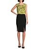 Kasper Sleeveless Pleated Keyhole Neck Top, Color:Kiwi Multi - Image 3