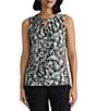 Kasper Sleeveless Printed Pleated Neck Blouse - Image 1