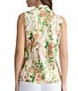 Kasper Sleeveless Printed Tie Neck Satin Blouse - Image 2