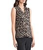 Kasper Sleeveless Printed V Neck Jersey Knit Top - Image 1