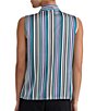 Kasper Sleeveless Stripe Woven Tie Neck Blouse - Image 2