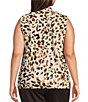 Kasper Sleeveless Tie Front Printed Satin Blouse - Image 2
