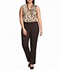 Kasper Sleeveless Tie Front Printed Satin Blouse - Image 3