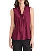 Kasper Sleeveless Tie Front V-Neck Blouse, Color:Dark Red - Image 1