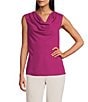 Kasper Solid Crepe Cowl Neck Sleeveless Drape Top, Color:Cerise - Image 1