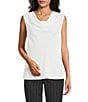 Kasper Solid Crepe Cowl Neck Sleeveless Drape Top - Image 1