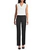 Kasper Solid Crepe Cowl Neck Sleeveless Drape Top - Image 3