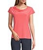 Color:Luxe Salmon - Image 1 - Solid Draped Cowl Neck Cap Sleeve Top