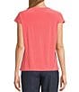 Color:Luxe Salmon - Image 2 - Solid Draped Cowl Neck Cap Sleeve Top