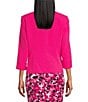 Color:Pink Perfection - Image 2 - Solid Stretch Crepe Open Front Rolled Cuff Sleeve Jacket