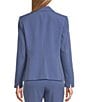 Color:Blue Heron - Image 2 - Solid Stretch Crepe Notch Lapel Long Sleeve Coordinating One Button Blazer