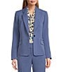 Color:Blue Heron - Image 1 - Solid Stretch Crepe Notch Lapel Long Sleeve Coordinating One Button Blazer