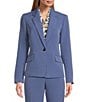 Color:Blue Heron - Image 4 - Solid Stretch Crepe Notch Lapel Long Sleeve Coordinating One Button Blazer