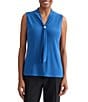 Kasper Solid Tie Neck Sleeveless Blouse - Image 3