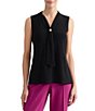 Kasper Solid Tie Neck Sleeveless Blouse - Image 1