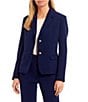 Kasper Sophie Two Button Notch Lapel Long Sleeve Crepe Blazer, Color:Kasper Navy - Image 1