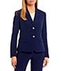Kasper Sophie Two Button Notch Lapel Long Sleeve Crepe Blazer, Color:Kasper Navy - Image 2