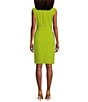 Color:Kiwi - Image 2 - Stretch Crepe Sleeveless Belted Zipper Pocket Sheath Dress