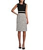 Kasper Stretch Crepe Crew Neck Sleeveless Tweed Sheath Dress, Color:Black Multi - Image 1