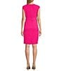 Color:Pink Perfection - Image 2 - Stretch Crepe Crew Neckline Cap Sleeve Sheath Dress