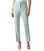 Color:Sea Glass - Image 1 - Stretch Crepe Fly Front Slim Pants