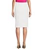 Color:Lily White - Image 2 - Stretch Crepe Front Slit Knee Length Pencil Skirt
