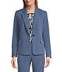 Kasper Stretch Crepe Notch Collar Long Sleeve Blazer, Color:Blue Heron - Image 1