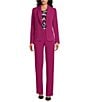 Kasper Stretch Crepe Notch Collar Long Sleeve Blazer, Color:Cerise - Image 3