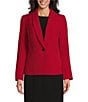 Color:Fire Red - Image 4 - Stretch Crepe Shawl Lapel Collar Long Sleeve Fitted Button Front Jacket