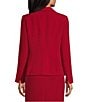 Color:Fire Red - Image 2 - Stretch Crepe Shawl Lapel Collar Long Sleeve Fitted Button Front Jacket