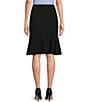Color:Black - Image 2 - Stretch Crepe Side Zip Slim Fit Peplum Hem Knee Length Skirt