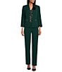 Kasper Stretch Crepe Slim Pant, Color:Evergreen - Image 3