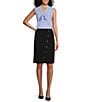 Color:Black - Image 3 - Stretch Crepe Snap Button Front Skirt