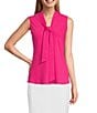 Color:Pink Perfection - Image 1 - Stretch Crepe Tie Neck Sleeveless Blouse