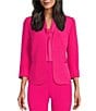 Color:Pink Perfection - Image 1 - Stretch Crepe Welt Pocket Long Sleeve Jacket