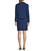 Color:Blue Quartz - Image 2 - Textured Crepe Notch Lapel Patch Pocket Button Front Jacket Skirt Set