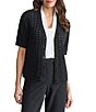 Kasper Textured Short Sleeve Button Front Cardigan - Image 1