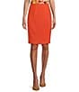 Color:Papaya - Image 1 - Textured Side Zip Coordinating Pencil Skirt