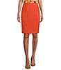 Kasper Textured Side Zip Coordinating Pencil Skirt, Color:Papaya - Image 1
