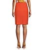 Color:Papaya - Image 2 - Textured Side Zip Coordinating Pencil Skirt