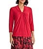Kasper Three Quarter Sleeve Knot Neck Top - Image 1