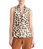 Kasper Tie Front Animal Satin Blouse - Image 1