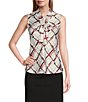 Color:Vanilla Ice Multi - Image 1 - Vanilla Ice Print Sleeveless Tie Front Tank Top