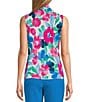 Color:Lily White Multi - Image 2 - Tie Neck Sleeveless Floral Print Fitted Top
