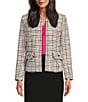 Color:Pink Perfection Multi - Image 1 - Tweed Long Sleeve Fringe Flap Pockets Cardigan