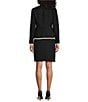 Color:Black/Vanilla Ice - Image 2 - Tweed Notch Lapel Besom Pocket Zip Back A-Line Jacket Skirt Set