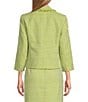 Color:Kiwi/Lily White - Image 2 - Tweed Shawl Collar 3/4 Sleeve Fringe Jacket