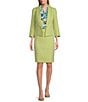 Color:Kiwi/Lily White - Image 3 - Tweed Shawl Collar 3/4 Sleeve Fringe Jacket